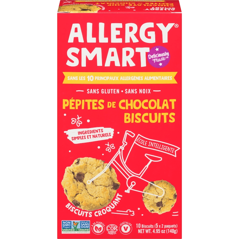 ALLERGY SMART Épicerie Biscuits pépites de chocolat 5x2un
DATE DE PÉREMPTION : 12 MARS 2026