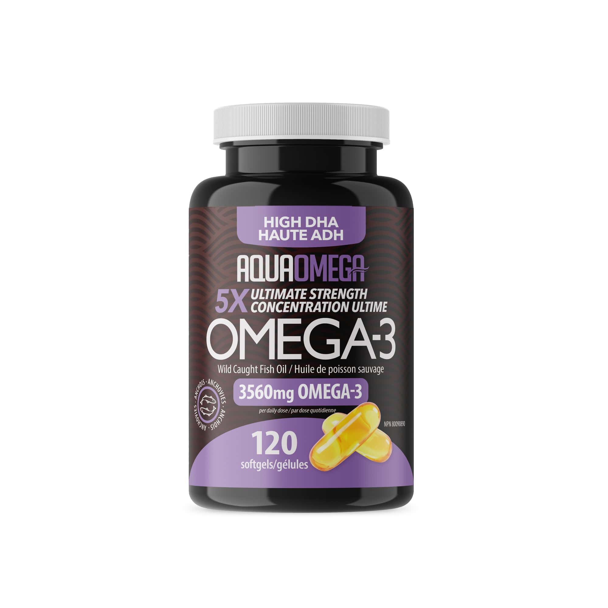 AQUA OMEGA Suppléments Omega-3 3560mg ADH 120gels