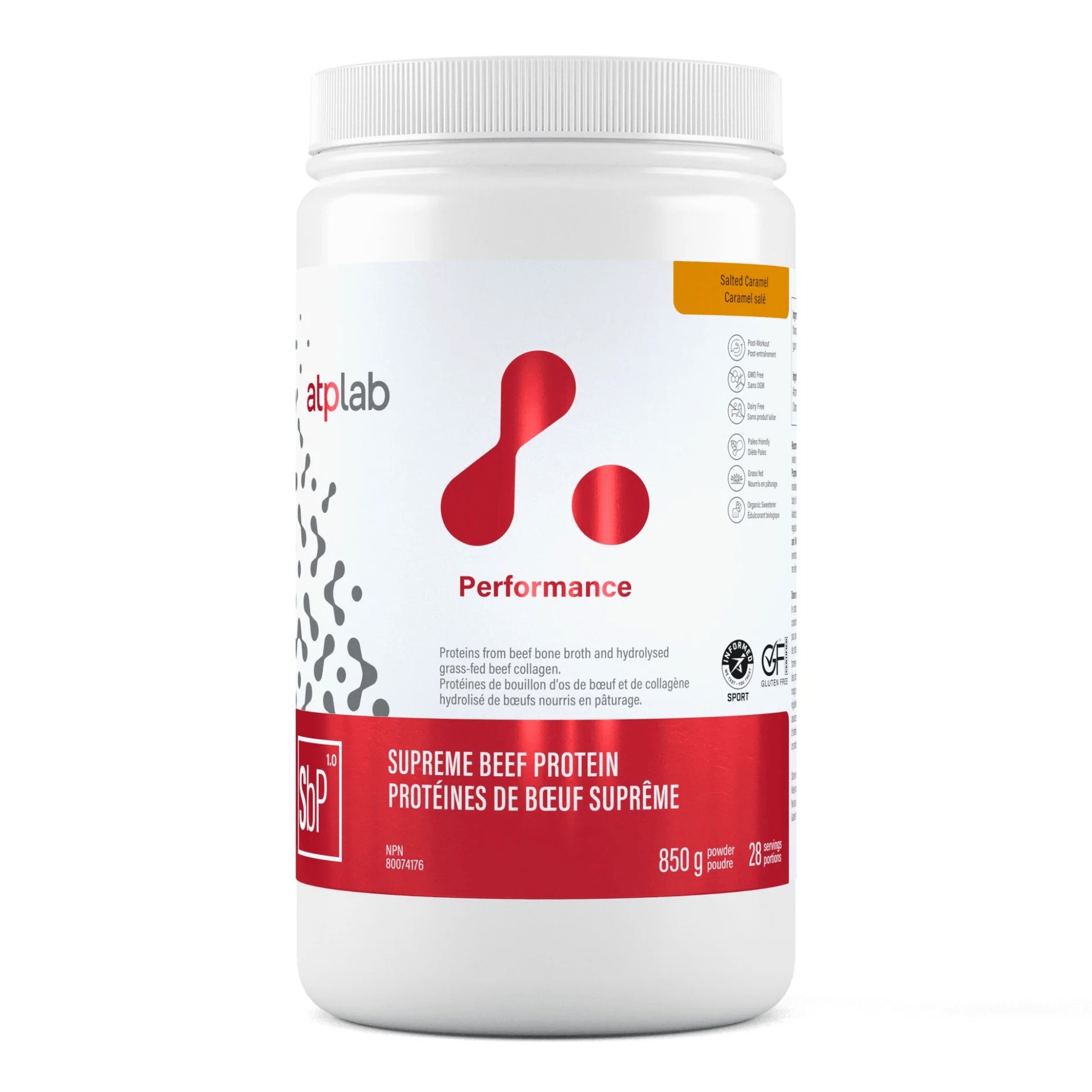 ATP (ATHLETIC THERAPEUTIC PHARMA) Suppléments Protéines de bœuf suprême bio (caramel salé) 850g