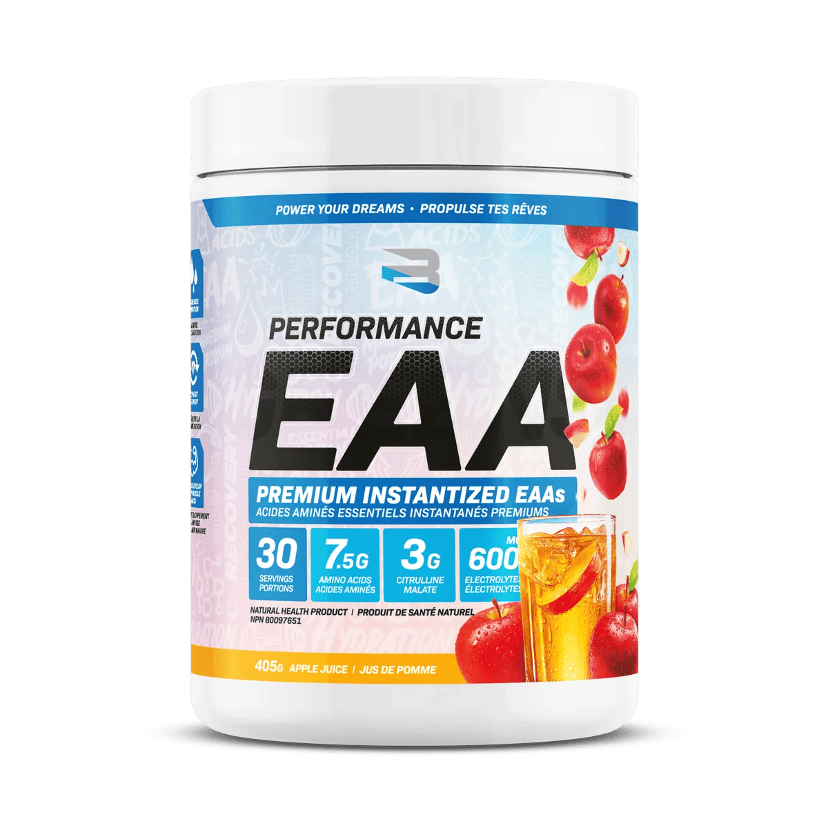 BELIEVE SUPPLEMENTS Suppléments Performance EAA (jus de pomme) 405g