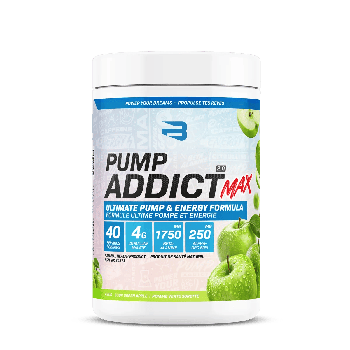 BELIEVE SUPPLEMENTS Suppléments Pump addict max 2,0 ( pomme verte surette) 430g