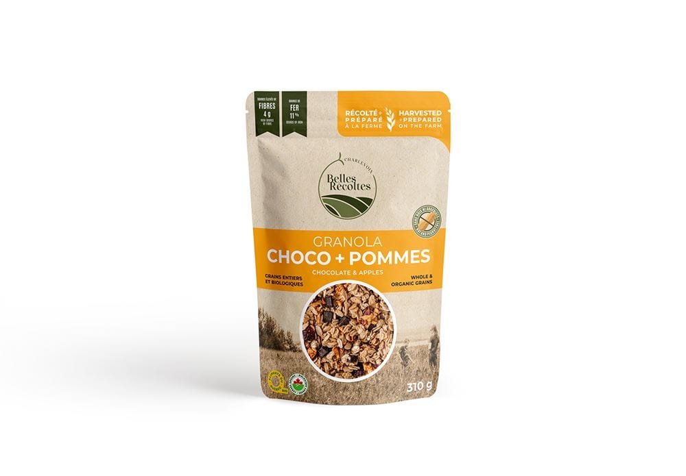 BELLES RÉCOLTES CHARLEVOIX Épicerie Granola chocolat et pommes bio 310g