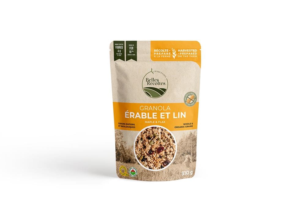 BELLES RÉCOLTES CHARLEVOIX Épicerie Granola érable et lin bio 310g