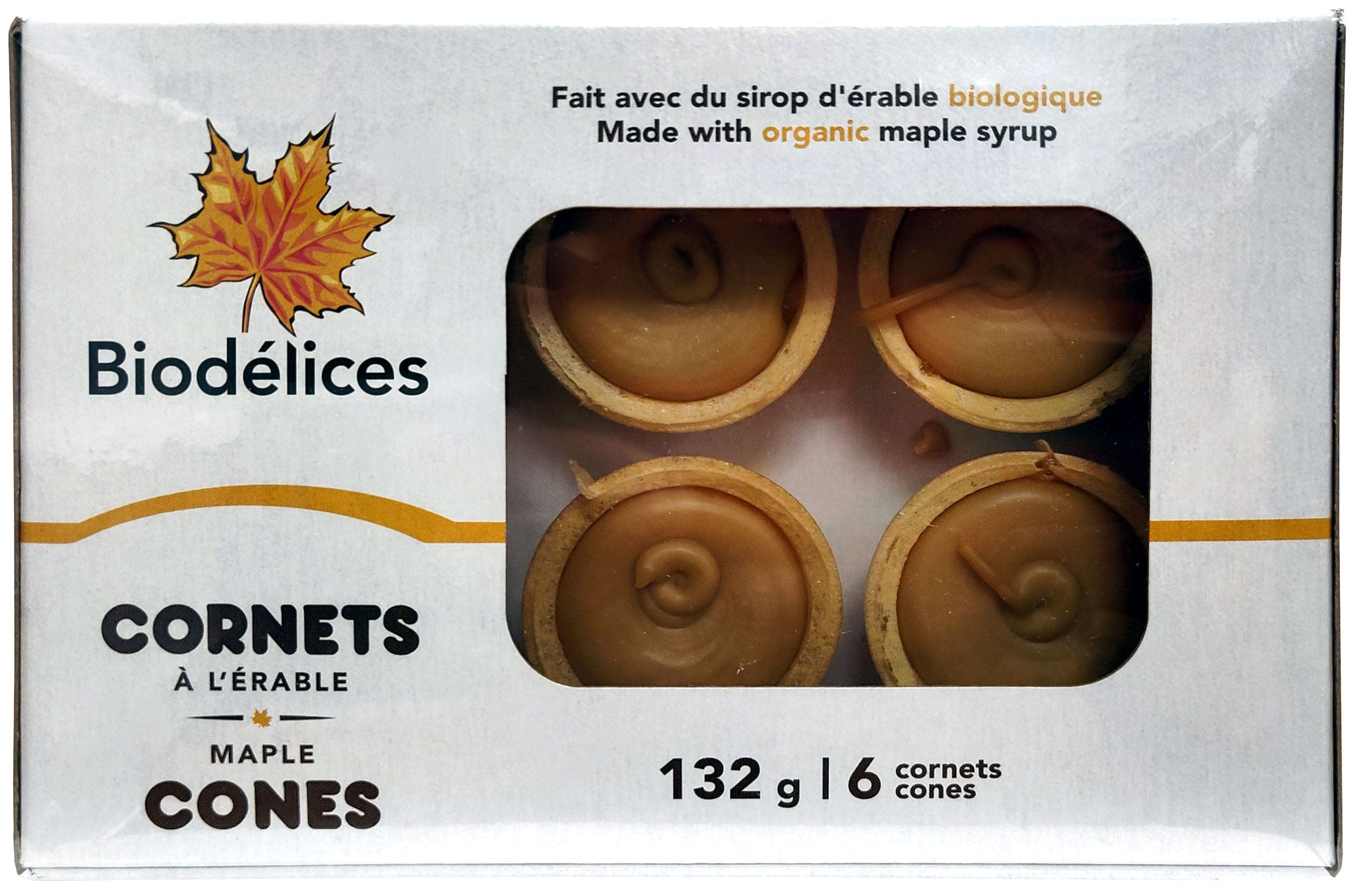 BIODÉLICES Épicerie Cornets à l'érable bio 6 un