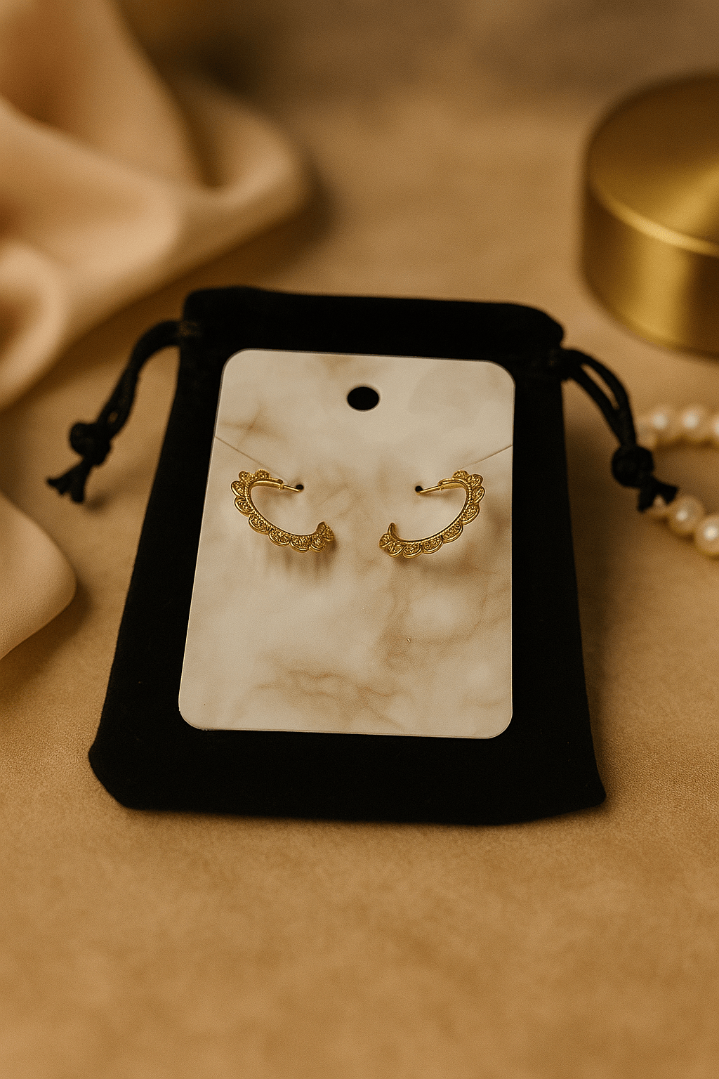 BOUTIQUE CADEAUX Boutique cadeaux Boucles d'oreilles or dentellées (1paire)