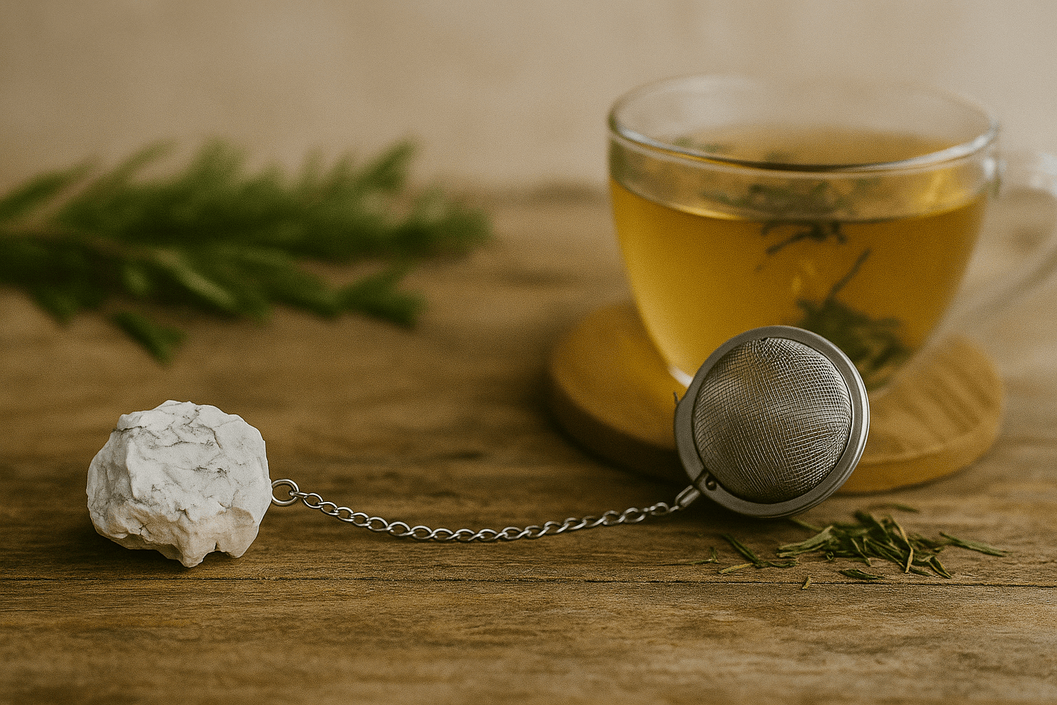 BOUTIQUE CADEAUX Boutique cadeaux Boule à thé ou tisane couleur argent avec pierre précieuse howlite (1un)