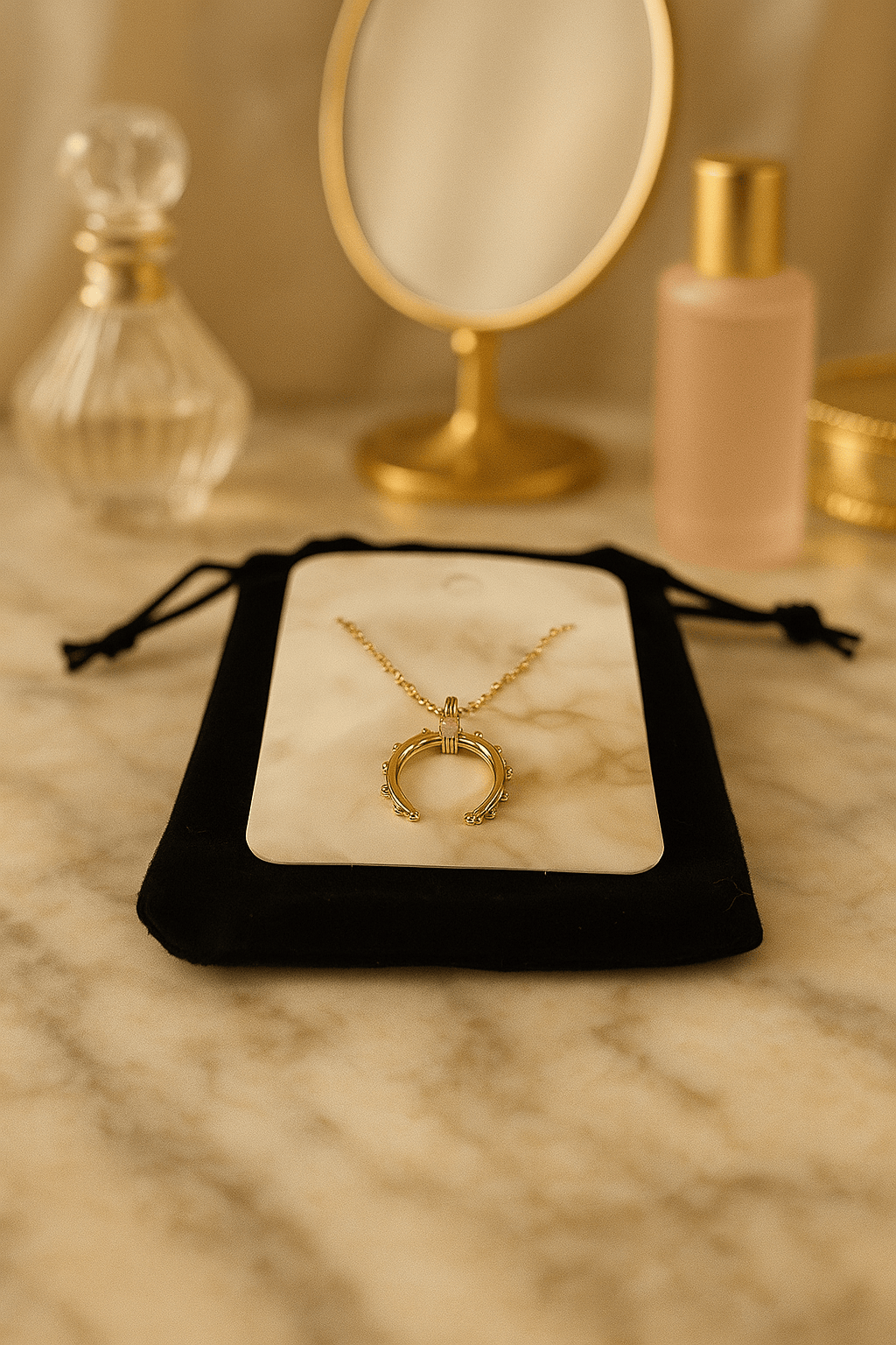 BOUTIQUE CADEAUX Boutique cadeaux Collier avec pendentif croissant de lune opale (1un)