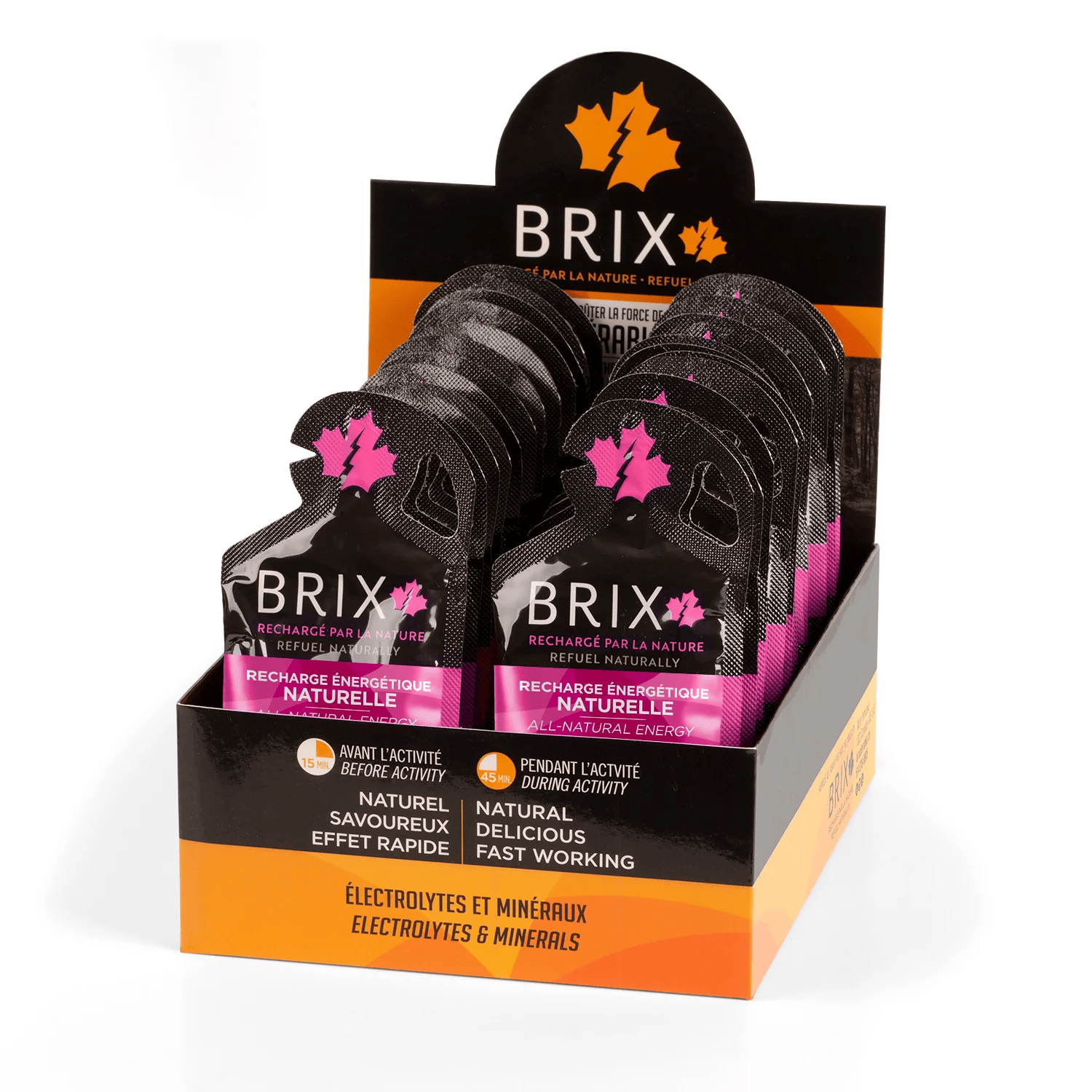 BRIX Suppléments Recharge énergétique naturelle (érable et sel de l'himalaya) 24x38g