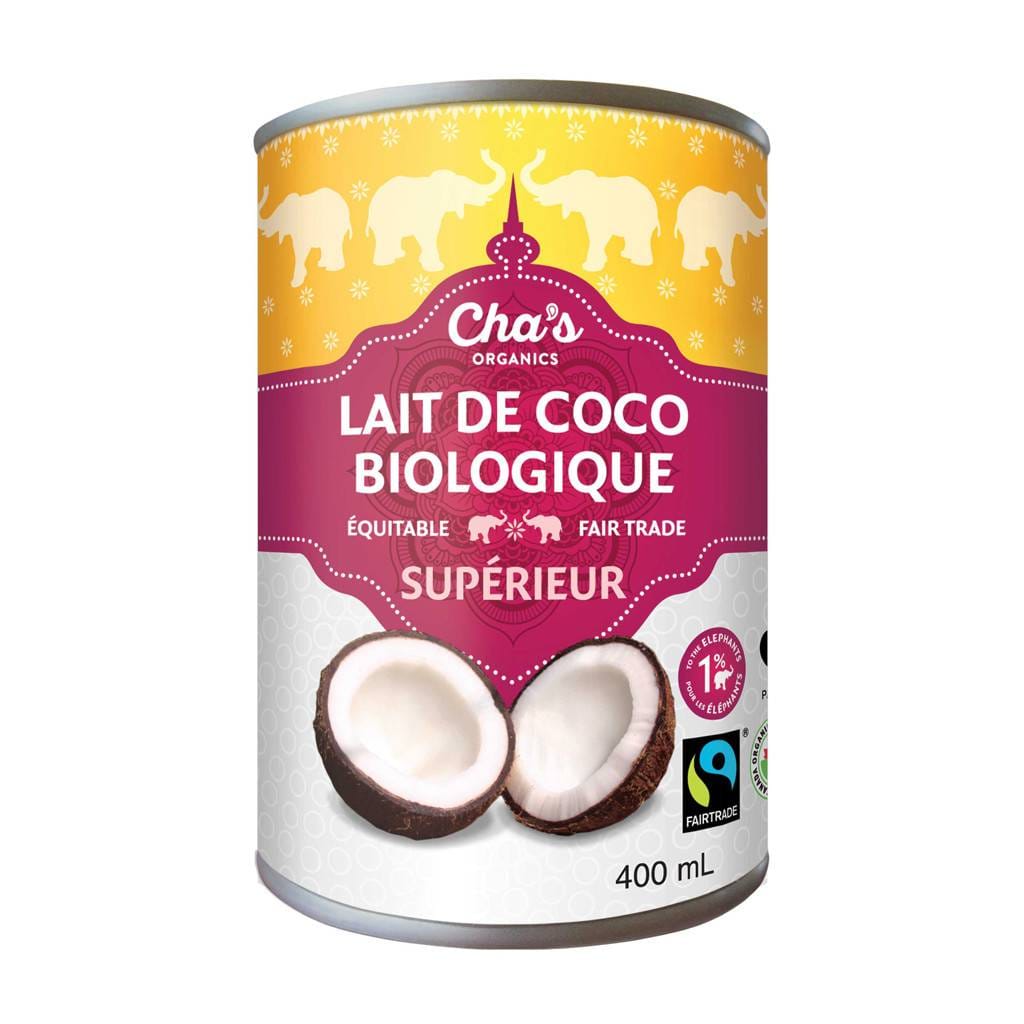 CHA'S ORGANIC Épicerie Lait de coco super biologique 400ml