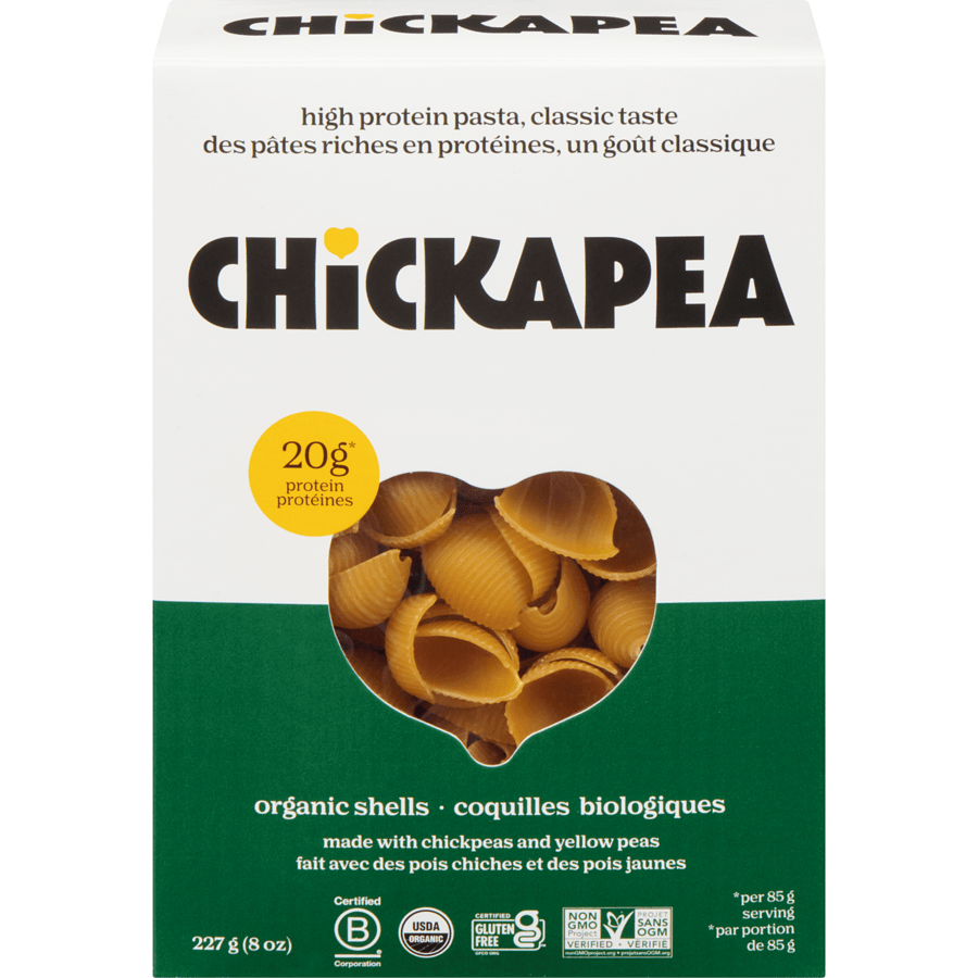 CHICKAPEA Épicerie Coquilles aux poischiches et pois jaunes bio 227g