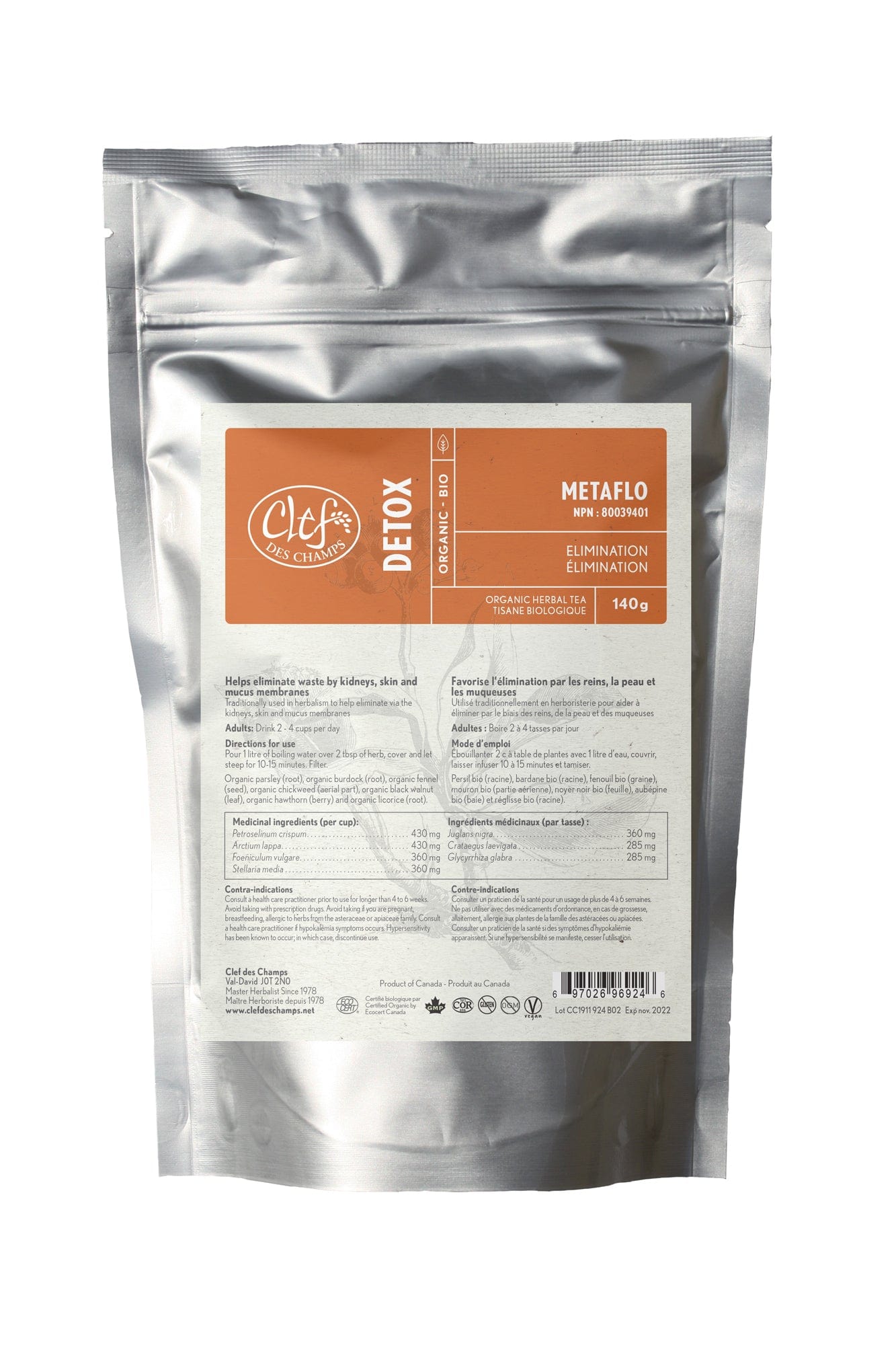 CLEF DES CHAMPS Suppléments Metaflo (detox élimination) 140g