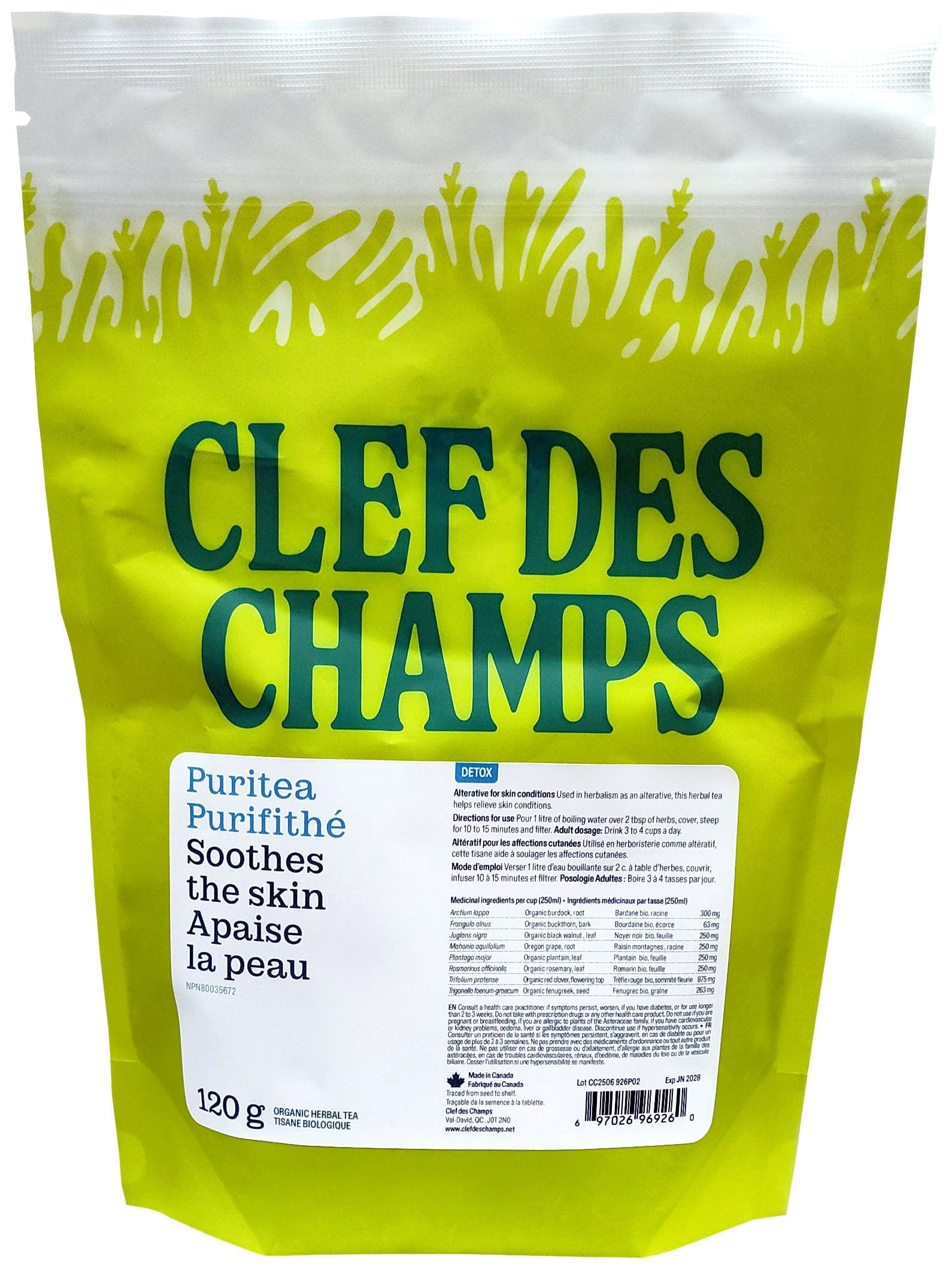 CLEF DES CHAMPS Suppléments Purifithé (detox troubles de la peau) 120g