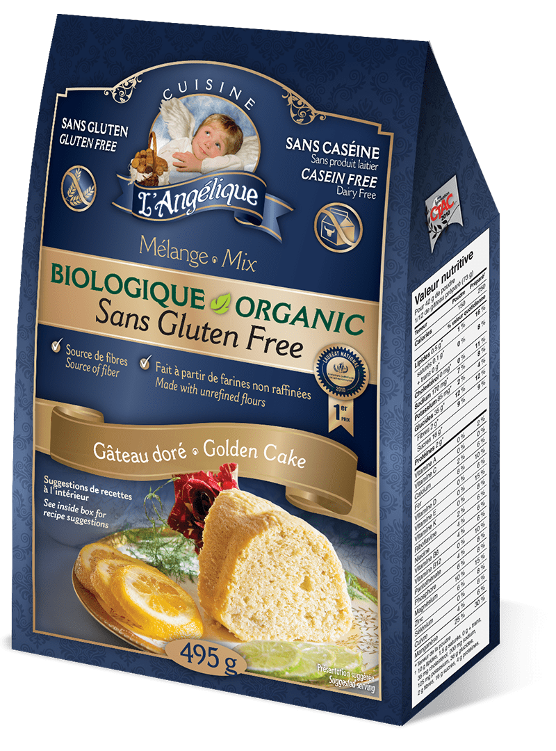 CUISINE L'ANGÉLIQUE Recettes Mélange à gâteau doré biologique 495g
DATE DE PÉREMPTION : 28 MAI 2025