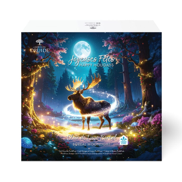 DRUIDE Soins & beauté Coffret clair de lune boréal (Pur et pure gel douche 350ml / Pur et pure lait visage et corps 250ml / Pur et pure Crème à mains 60ml) 1coffret
