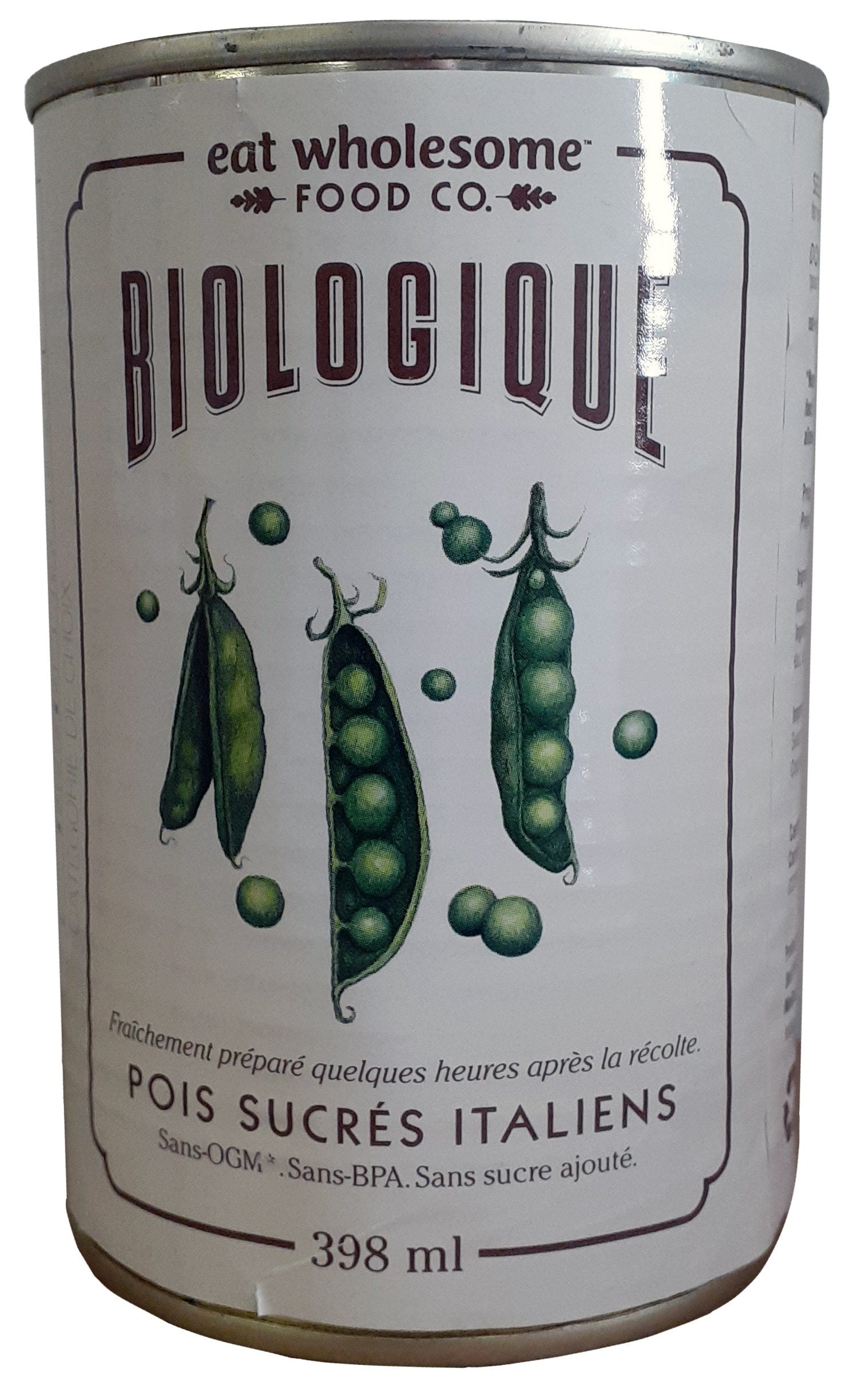 EAT WHOLESOME Épicerie Pois sucrés italiens bio 398ml