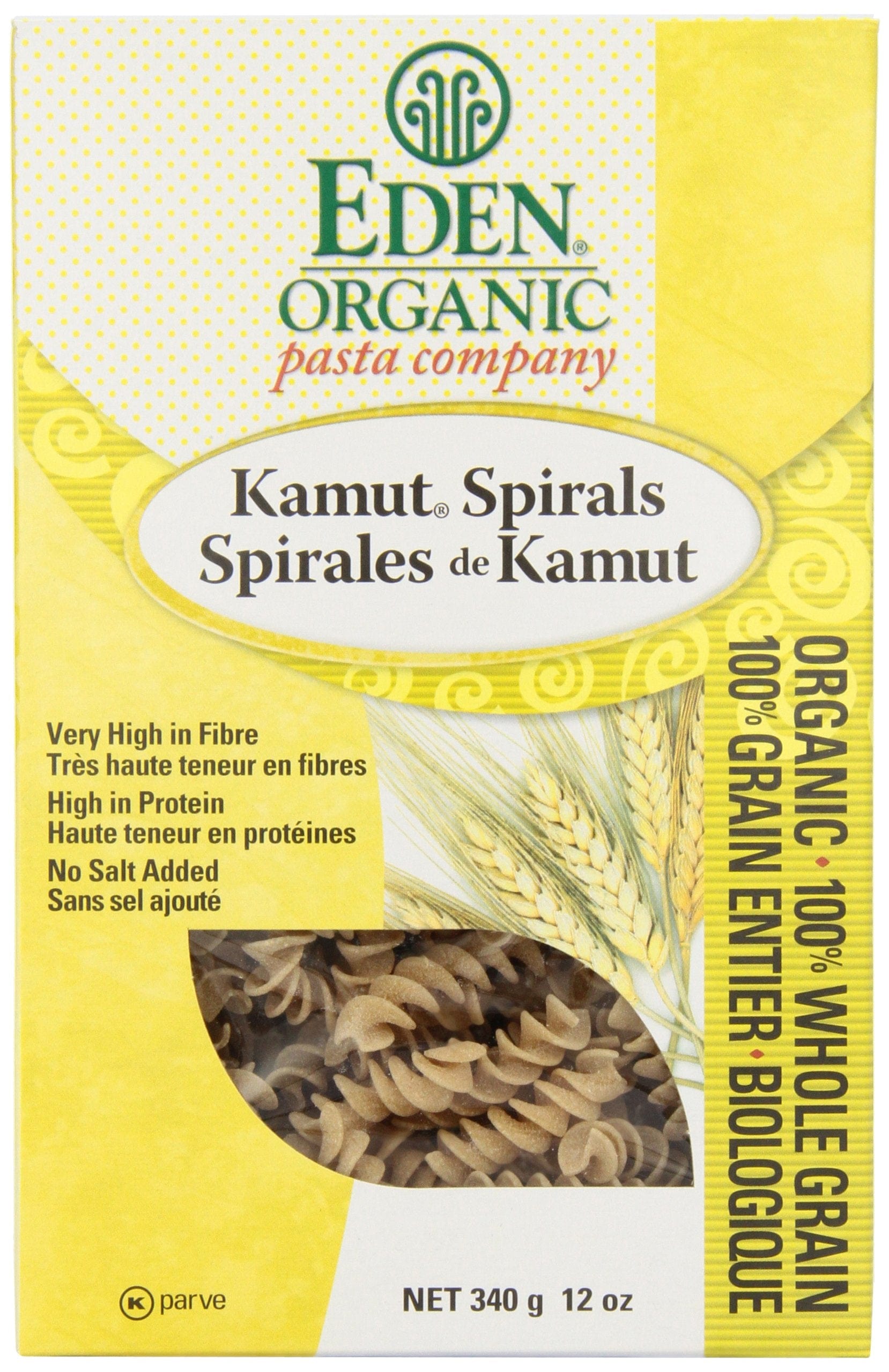 EDEN ORGANIC Épicerie Spirales de kamut bio 340g