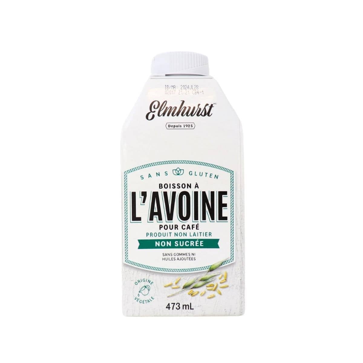 ELMHURST Épicerie Boisson à l'avoine pour café non-sucrée 473ml