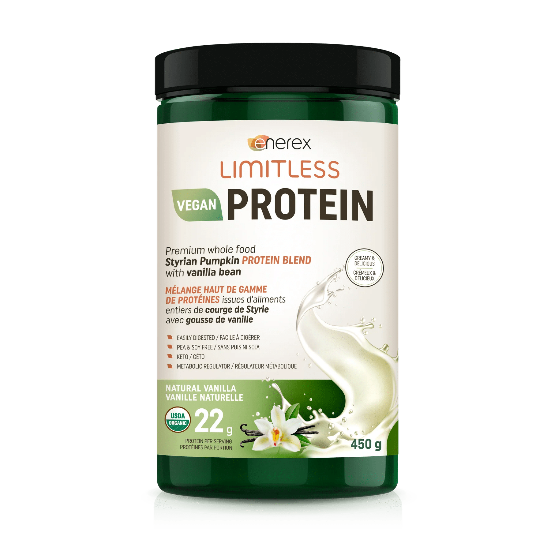 ENEREX Suppléments Limitless protéine bio (vanille naturelle) 450g
DATE DE PÉREMPTION : 30 JUIN 2025