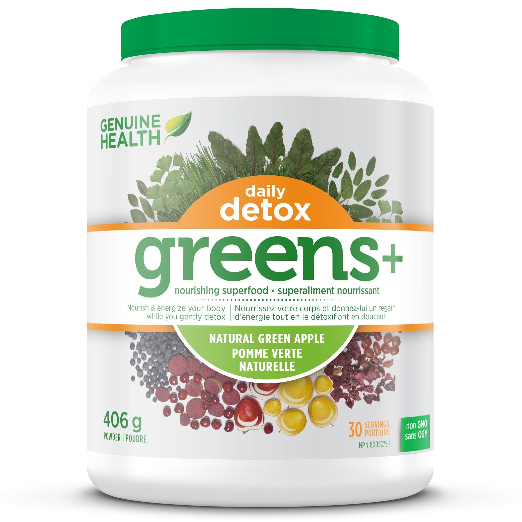 GENUINE HEALTH Suppléments Greens+ daily detox (pomme) 406g