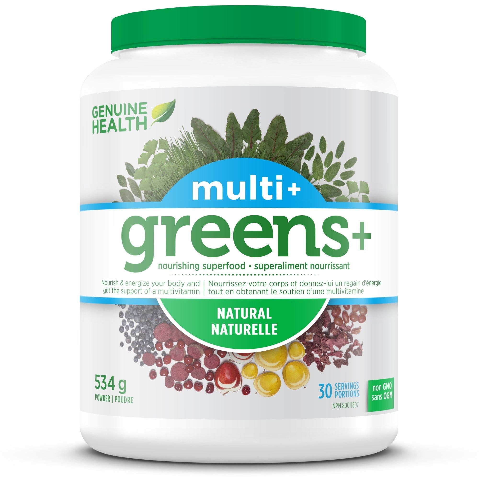 GENUINE HEALTH Suppléments Greens+ multi (sans saveur) 534g