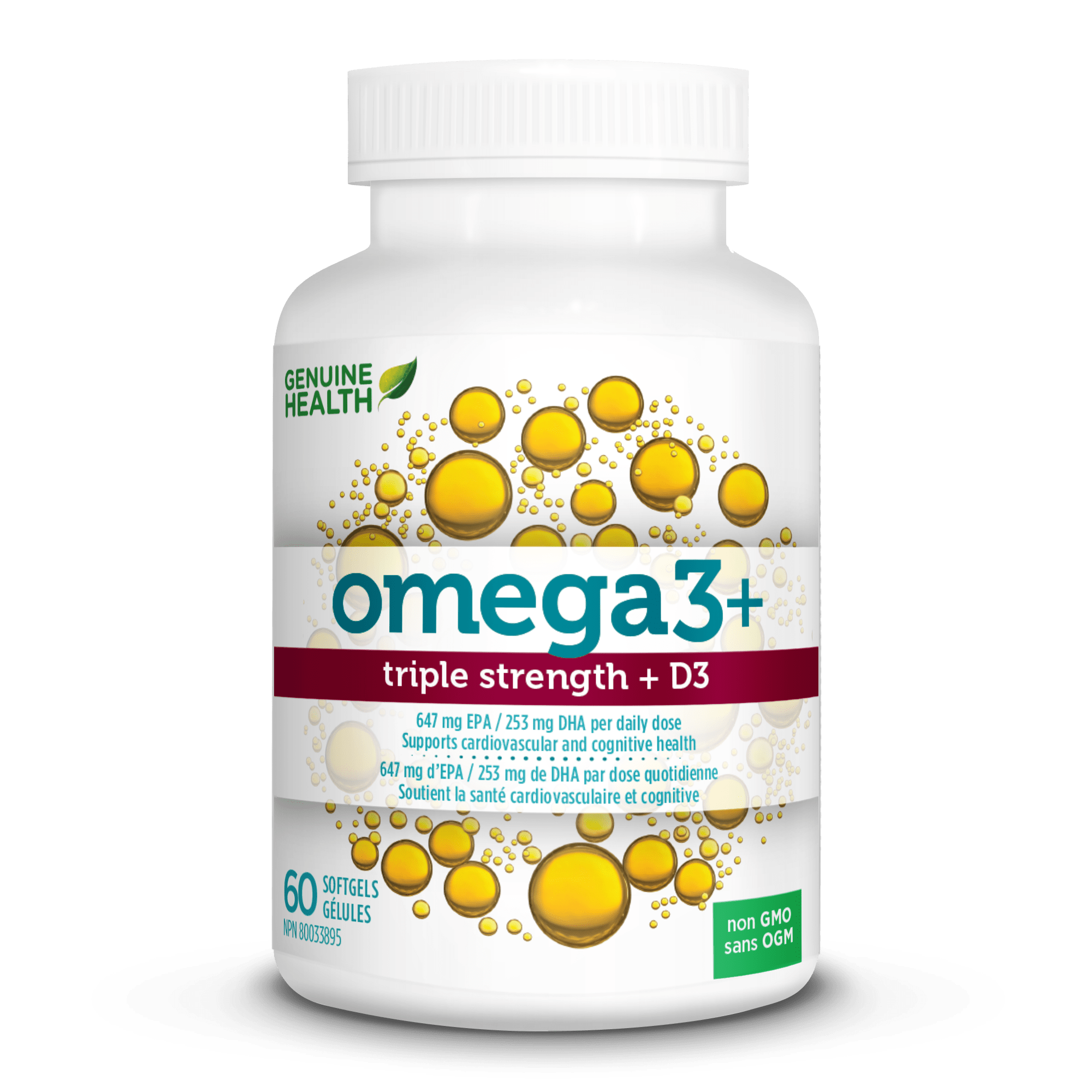 GENUINE HEALTH Suppléments O3mega+ D3 triple concentration 60 gél.