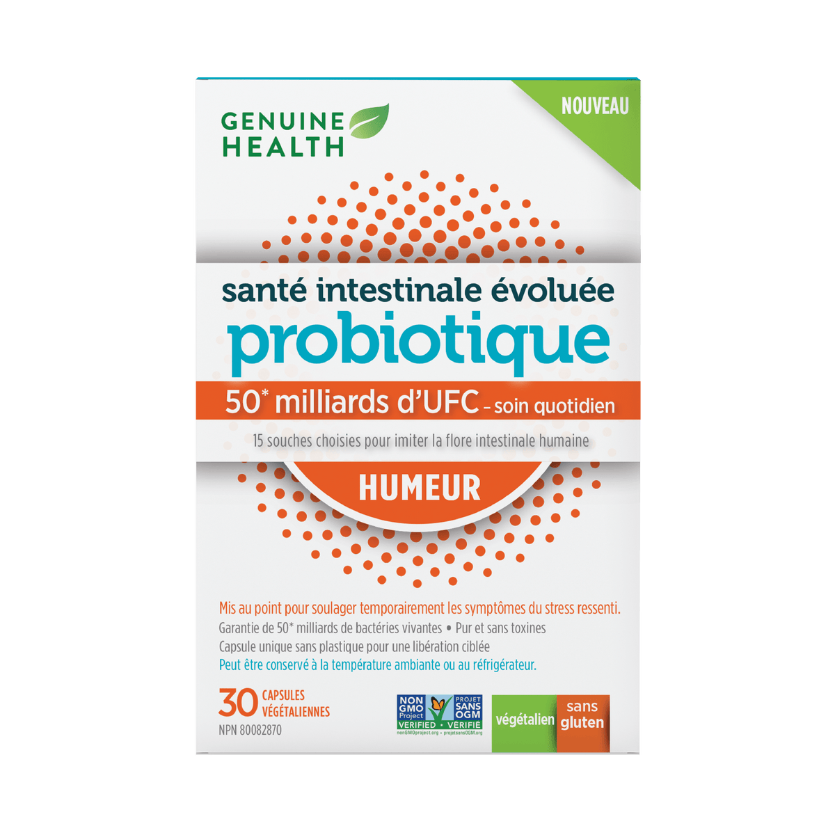 GENUINE HEALTH Suppléments Probiotique (50 milliards d'UFC) humeur 30vcaps