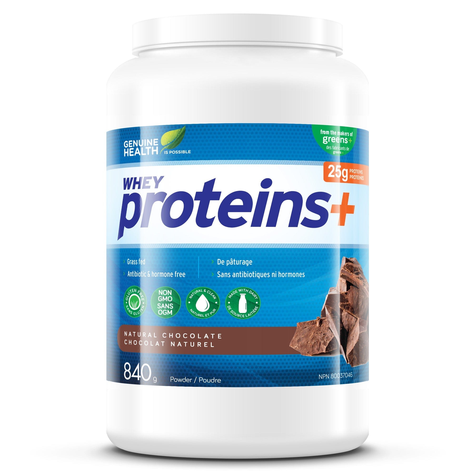 GENUINE HEALTH Suppléments Proteins+ (chocolat naturel) 840g