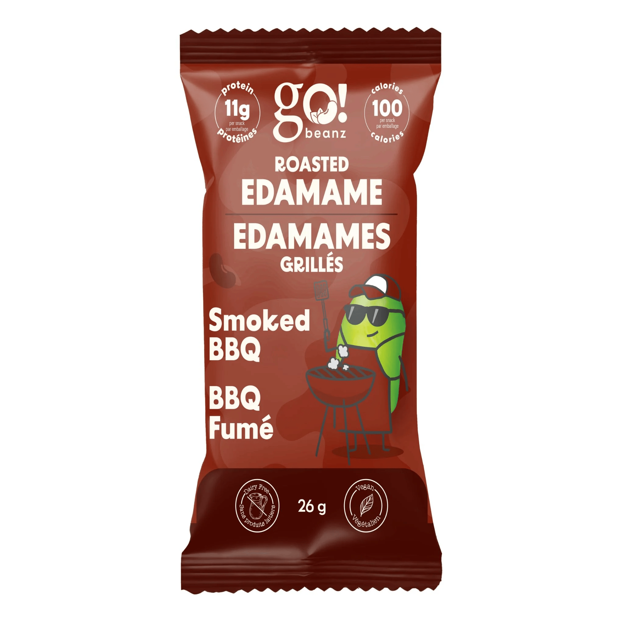GO BEANZ Épicerie Edamames grillés BBQ fumé 26g