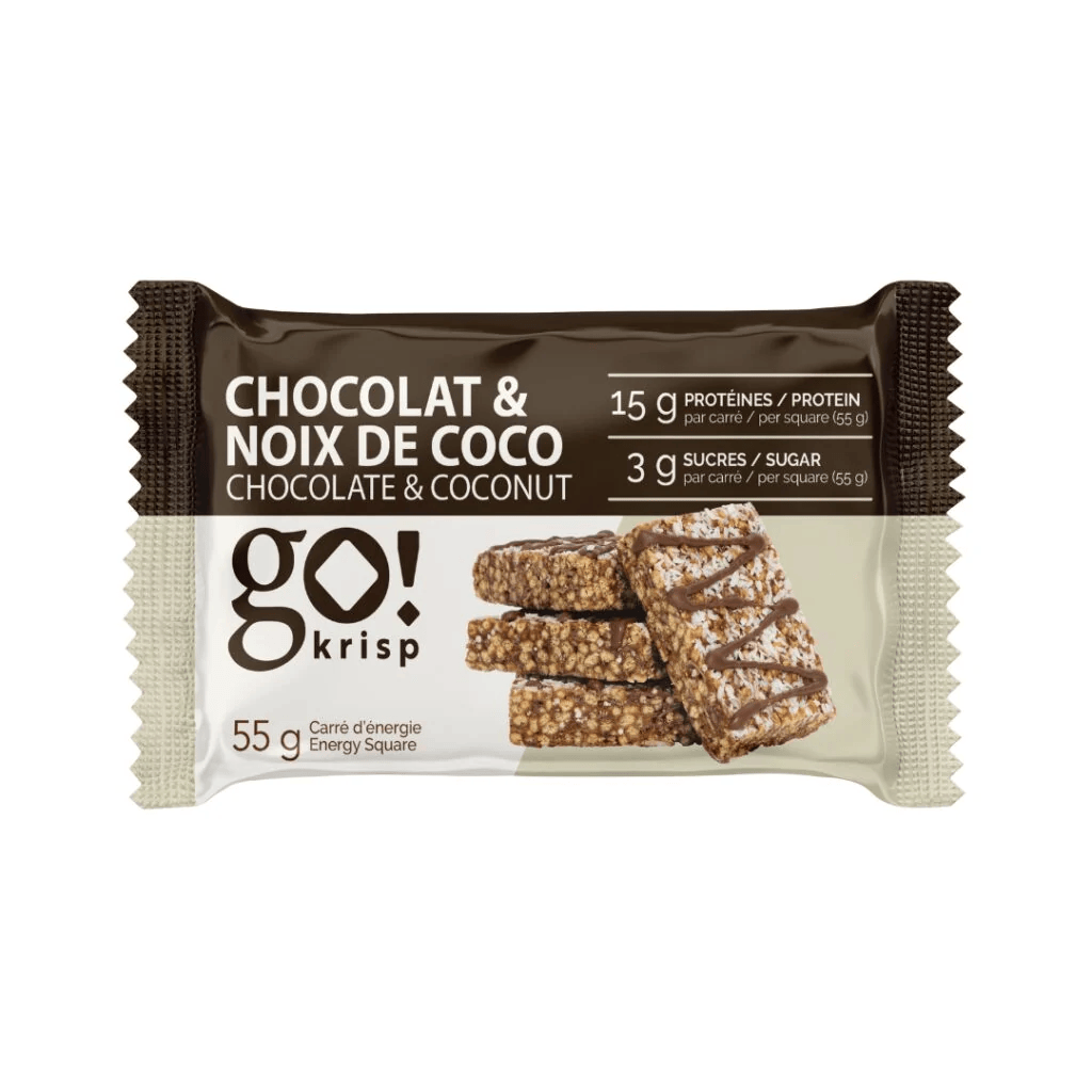 GO KRISP Épicerie Barre protéinée chocolat et noix de coco 55g