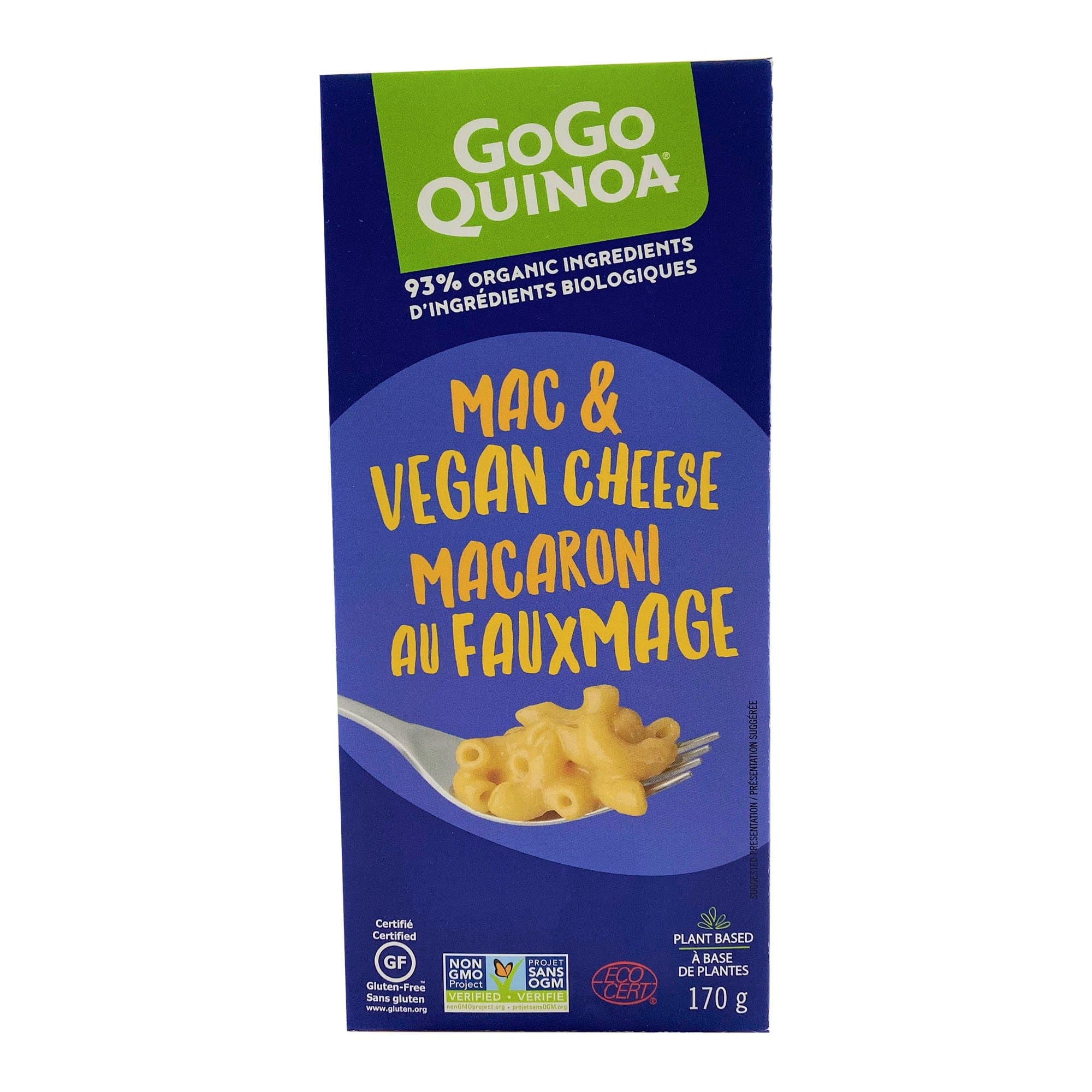 GOGO QUINOA Épicerie Macaroni au fauxmage 170g
DATE DE PÉREMPTION : 5 MAI 2026