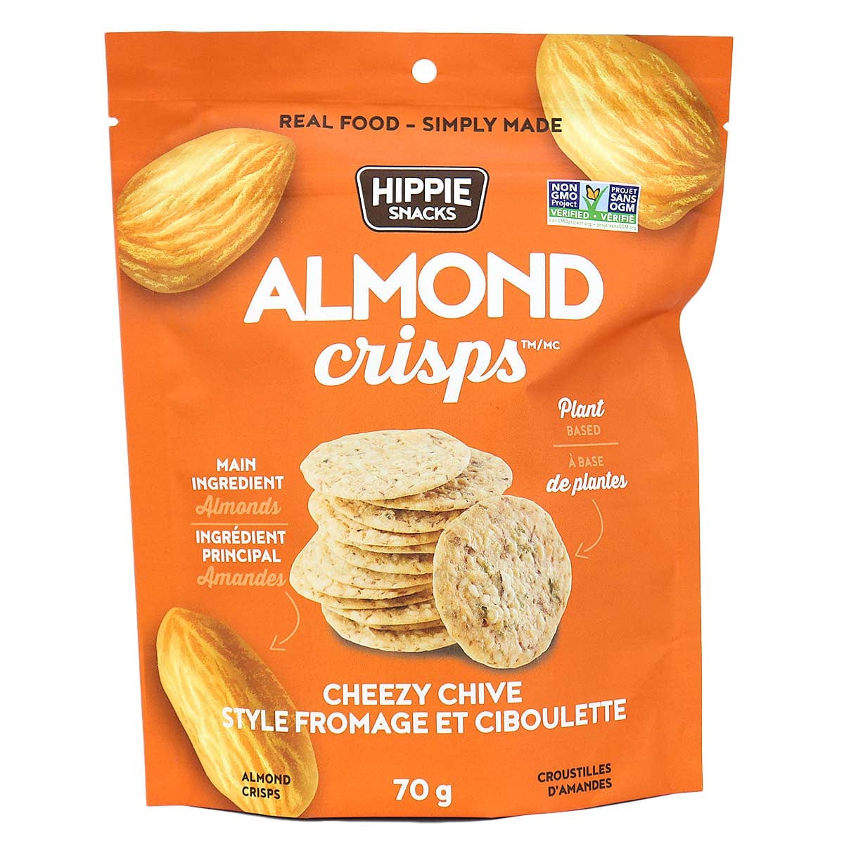 HIPPIE SNACKS Épicerie Craquelins aux amandes style fromage et ciboulette 70g
DATE DE PÉREMPTION : 14 MAI 2025