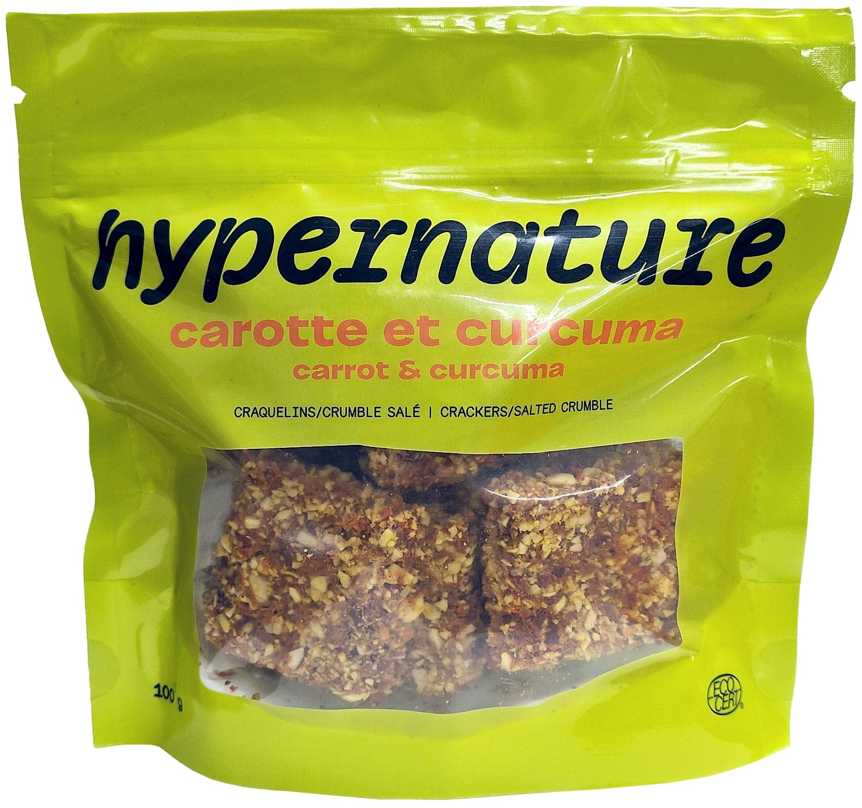 HYPERNATURE Épicerie Craquelins crumble salés au carotte et curcuma 100g