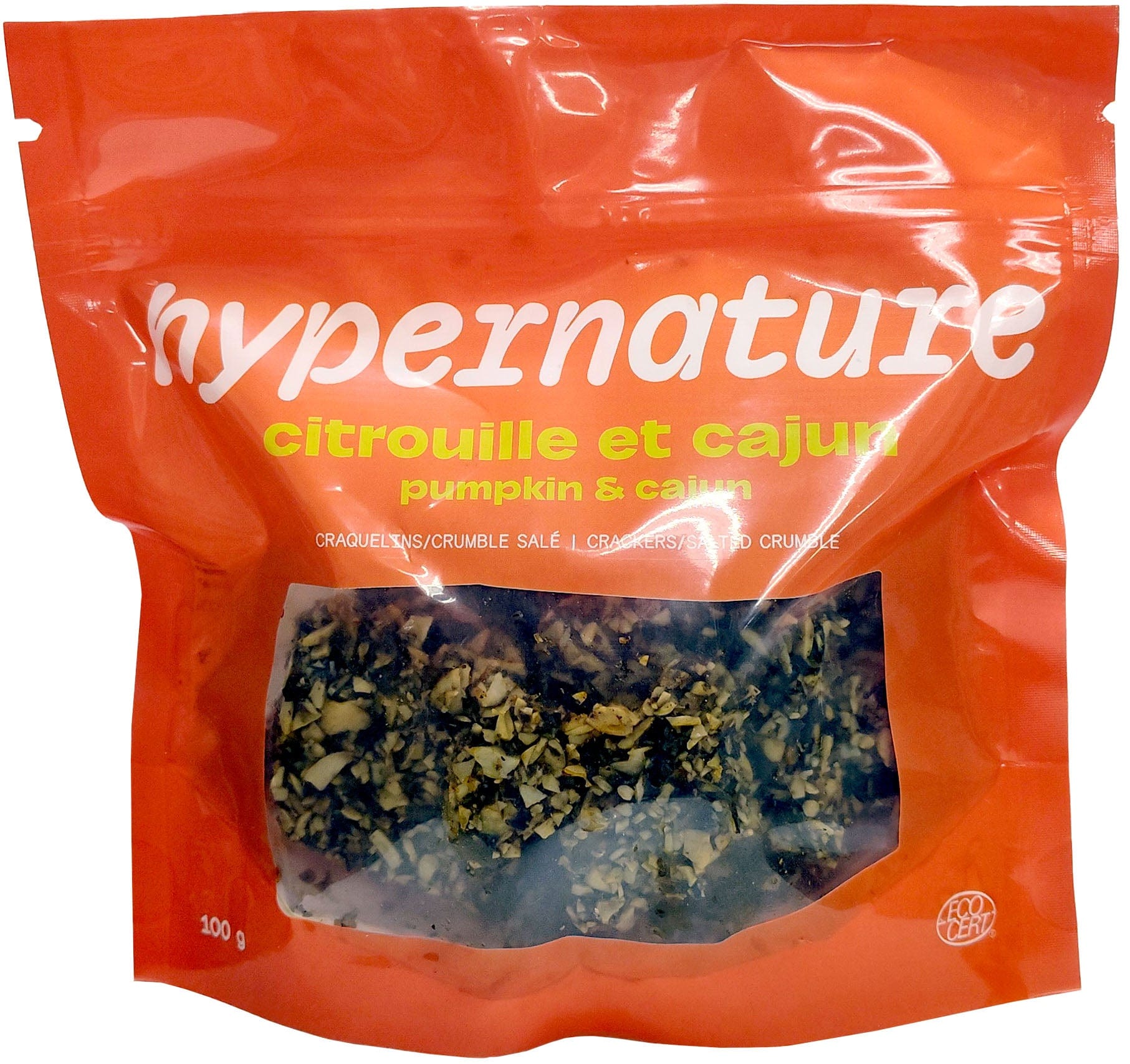 HYPERNATURE Épicerie Craquelins crumble salés au citrouille et cajun 100g
DATE DE PÉREMPTION : 27 JUIN 2025