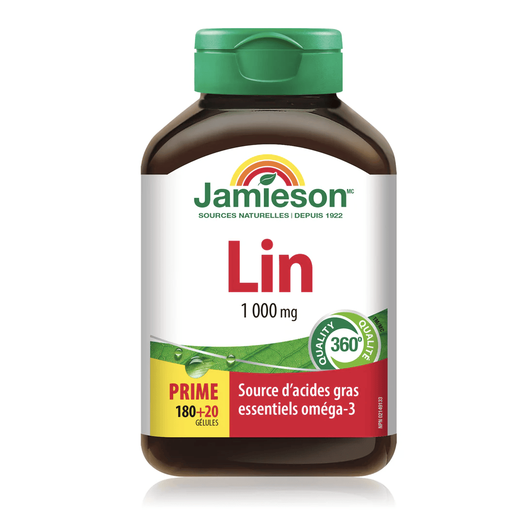 JAMIESON Suppléments Lin (1000mg) Bonus 180+20gels