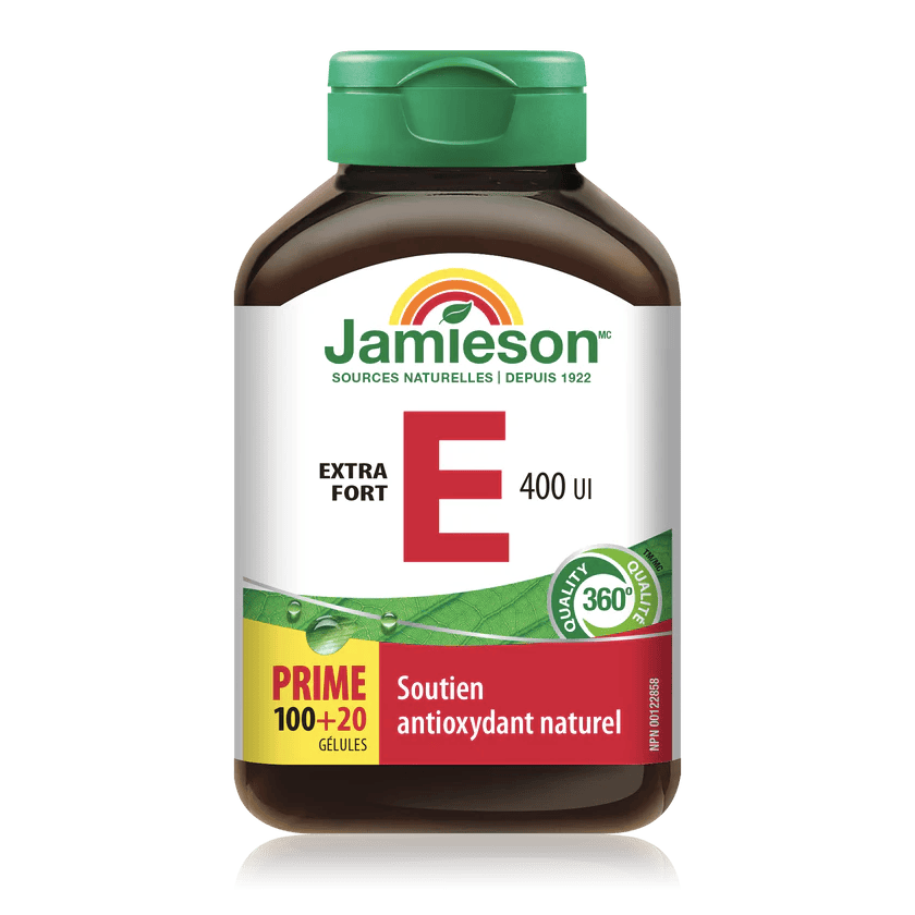 JAMIESON Suppléments Vitamine E (400 UI) extra-fort Bonus 100+20 gels