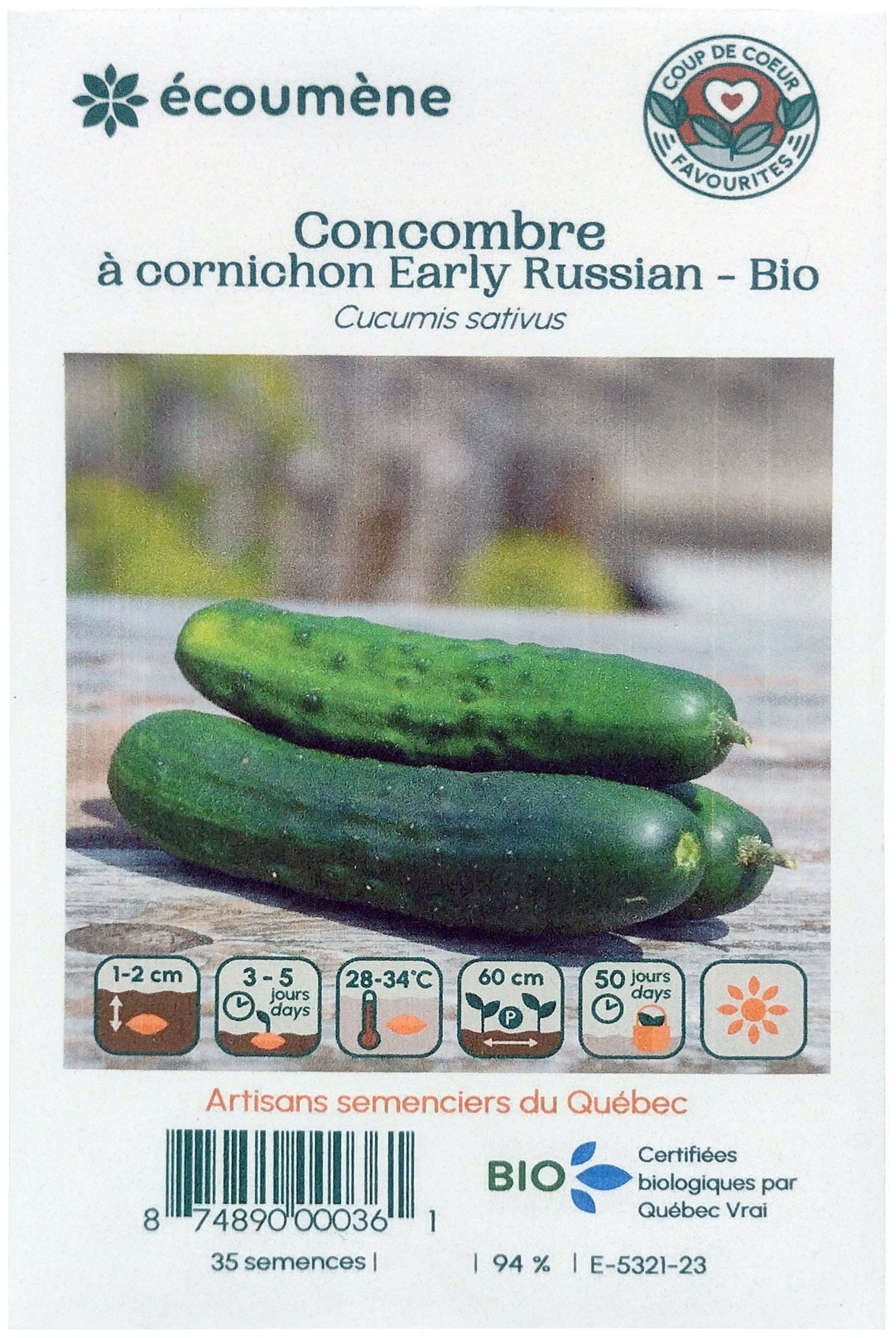 JARDINS DE L'ÉCOUMÈNE Épicerie Semence Concombre à cornichon early russian bio (un)