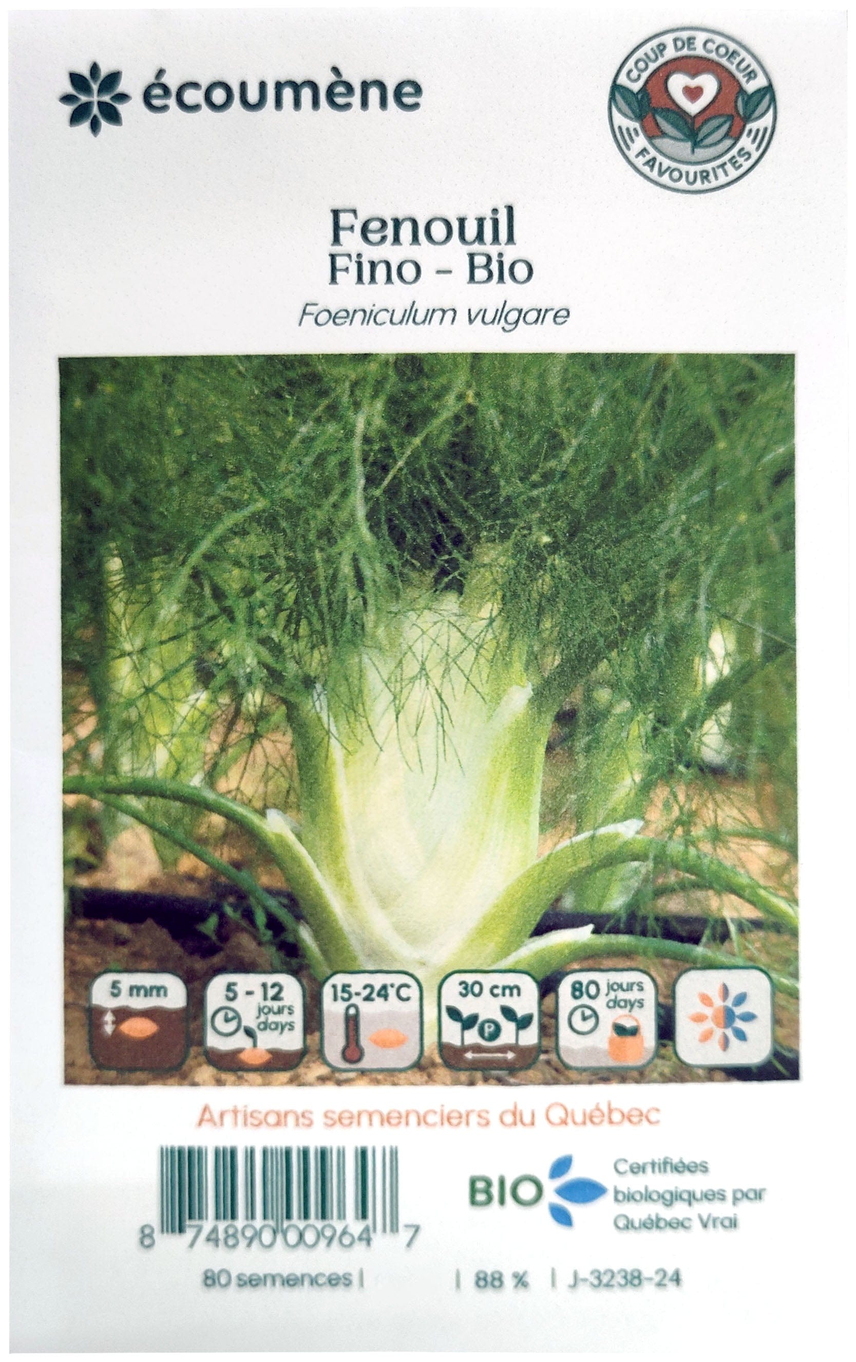 JARDINS DE L'ÉCOUMÈNE Épicerie Semence fenouil fino bio (un)
