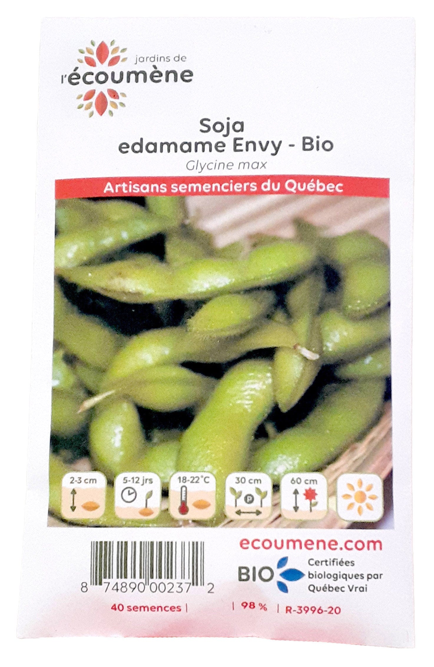 JARDINS DE L'ÉCOUMÈNE Épicerie Semence Soja edamame envy bio (un)