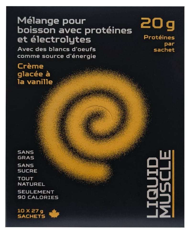 LIQUID MUSCLE Nutrition sportive Mélange pour boisson avec protéines et électrolytes (crème glacée à la vanille) 10x26g