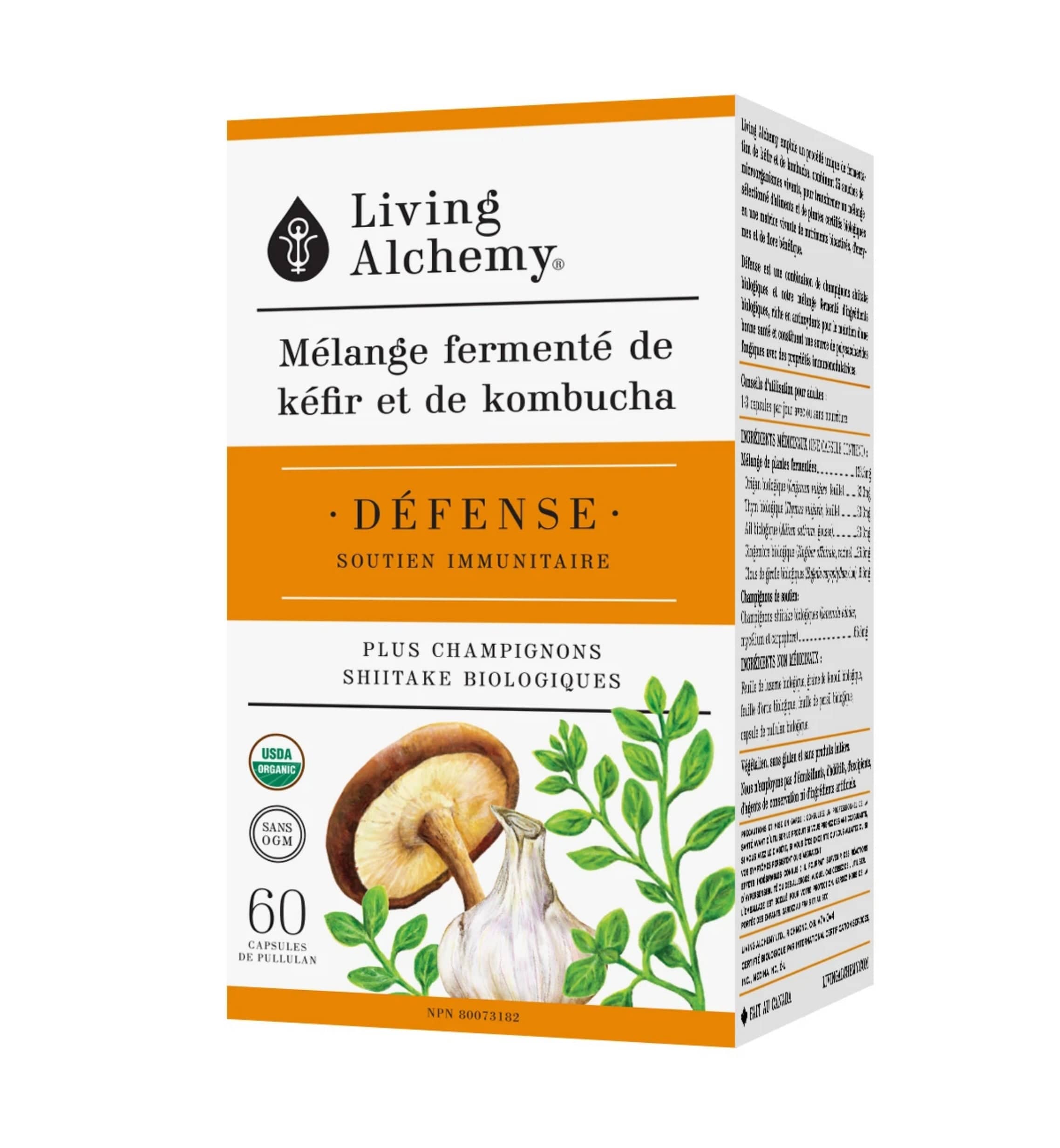 LIVING ALCHEMY Suppléments Mélange fermenté de kéfir et de kombucha - Défense (soutien immunitaire) 60caps