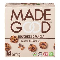 MADE GOOD Épicerie Bouchées granola aux pépites de chocolat bio 5x24g