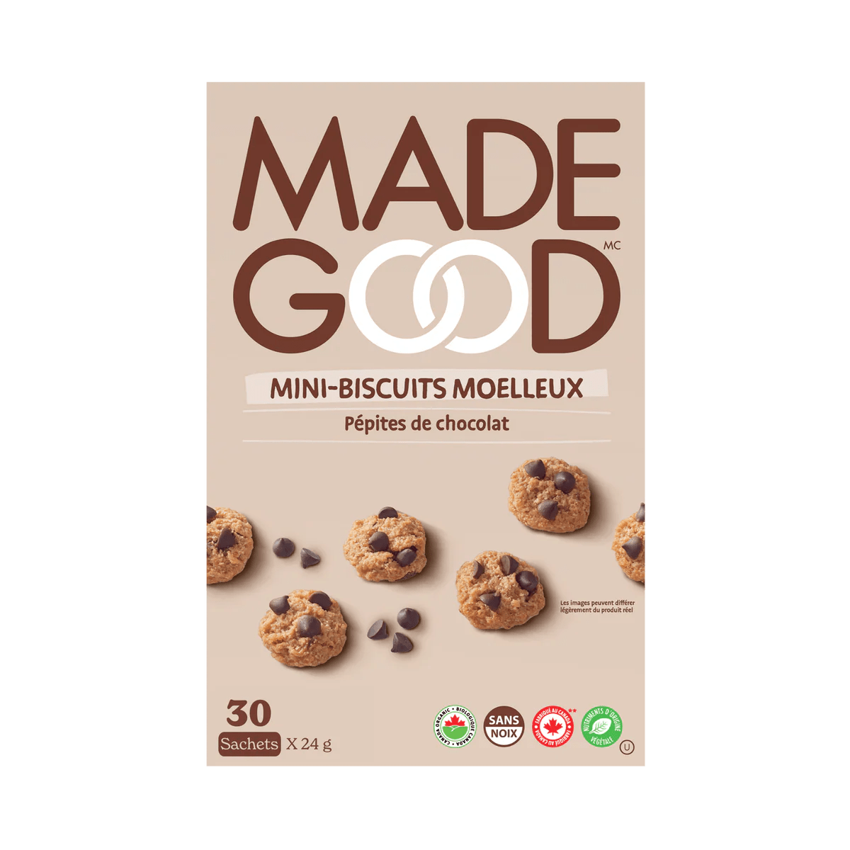MADE GOOD Épicerie Mini-biscuits moelleux aux pépites de chocolat bio 5x24g
DATE DE PÉREMPTION : 28 MAI 2026