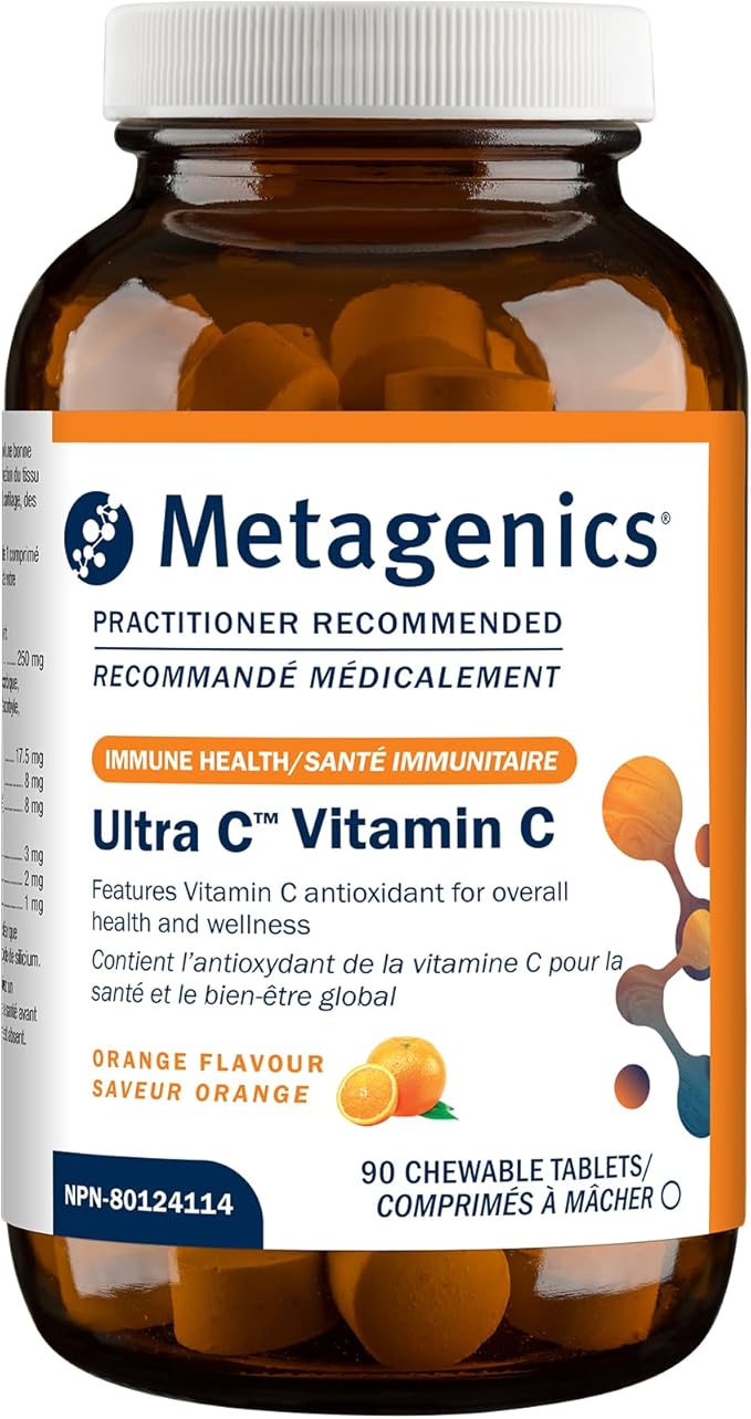 METAGENICS Suppléments Ultra-C (à mâcher à l'orange) 90comp
DATE DE PÉREMPTION : 31 DÉCEMBRE 2026