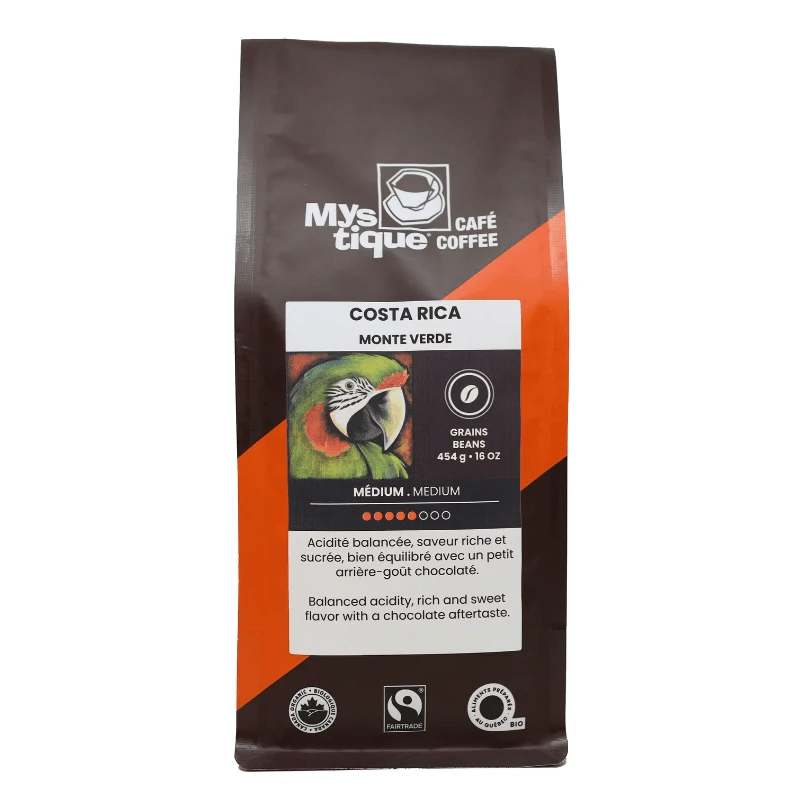 MYSTIQUE Épicerie Café en grains Costa rica médium bio 454g