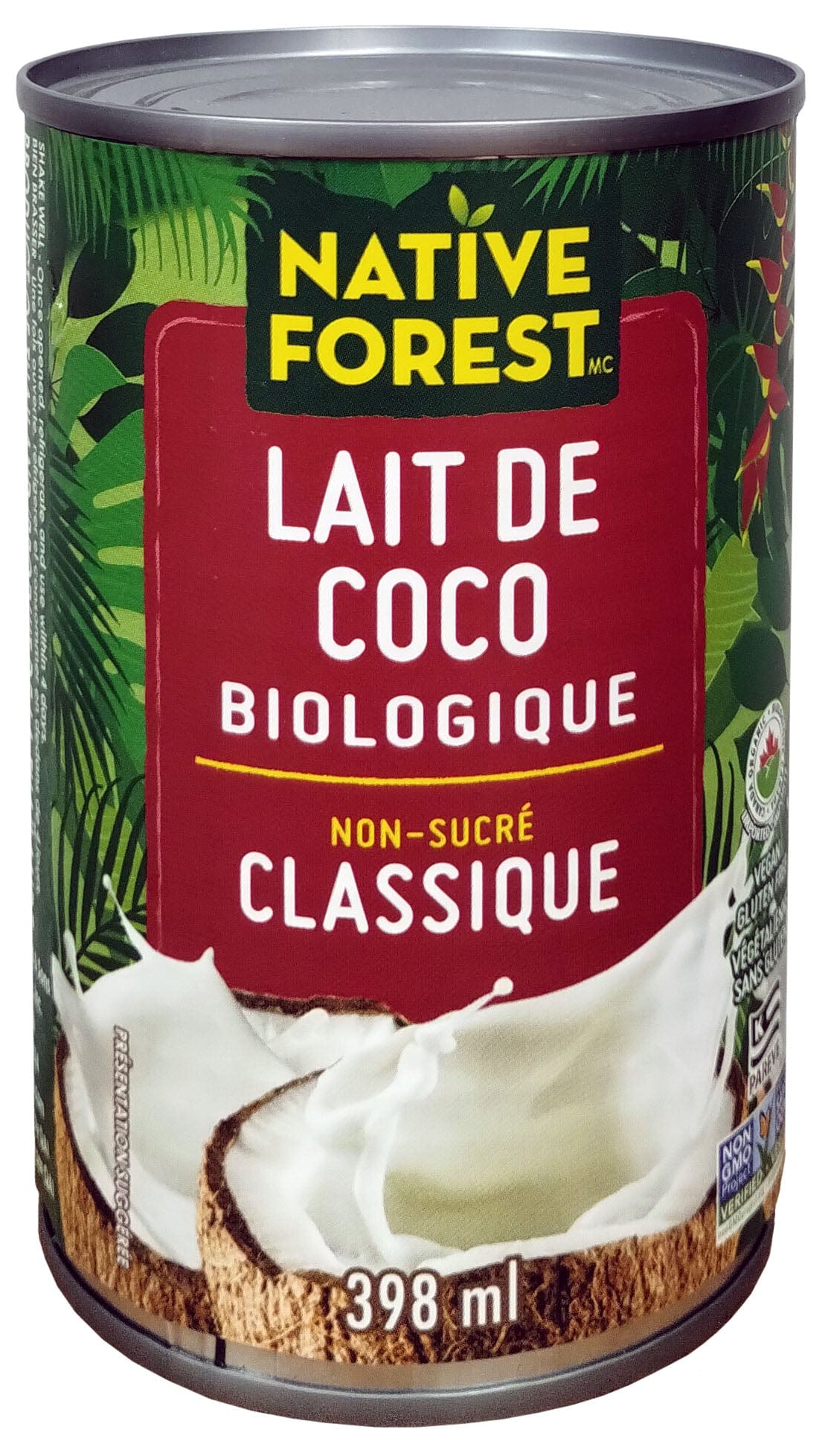 NATIVE FOREST Épicerie Lait de coco non-sucré régulier bio 398ml