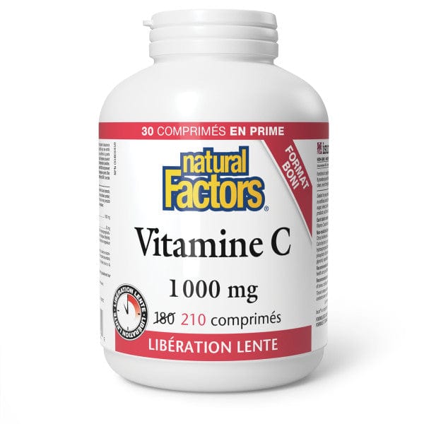 NATURAL FACTORS Suppléments Vitamine C (1000mg) libération lente Bonus 180+30caps