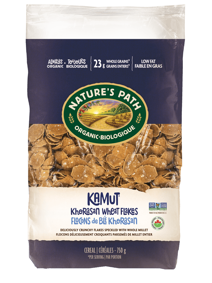 NATURE'S PATH Épicerie Céréales flocons kamut de blé khorasan biologique 750g
DATE DE PÉREMPTION : 13 MARS 2026