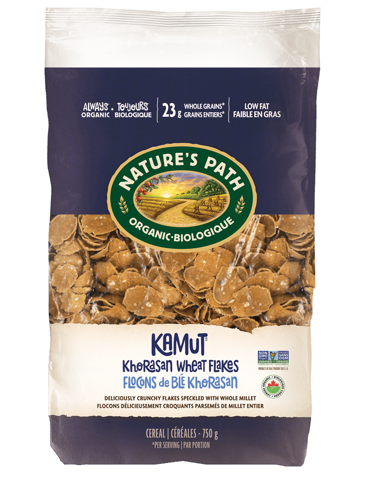 NATURE'S PATH Épicerie Céréales flocons kamut de blé khorasan biologique 750g
DATE DE PÉREMPTION : 16 MAI 2025