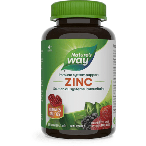 NATURE'S WAY Suppléments Gummies de zinc 4 ans + (baies mixtes) 60 gummies