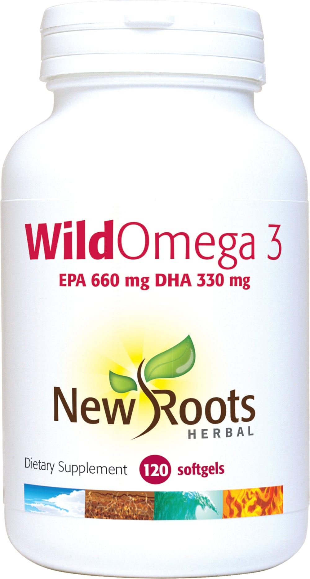 NEW ROOTS HERBAL Suppléments Wild Omega 3 660mg AEP/ 330mg ADH / Oméga 3 sauvage 120 gel